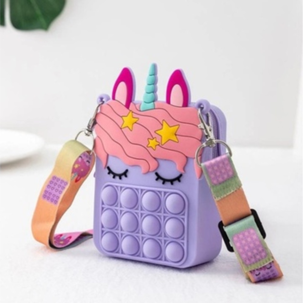 Purple Pop it Unicorn purse
